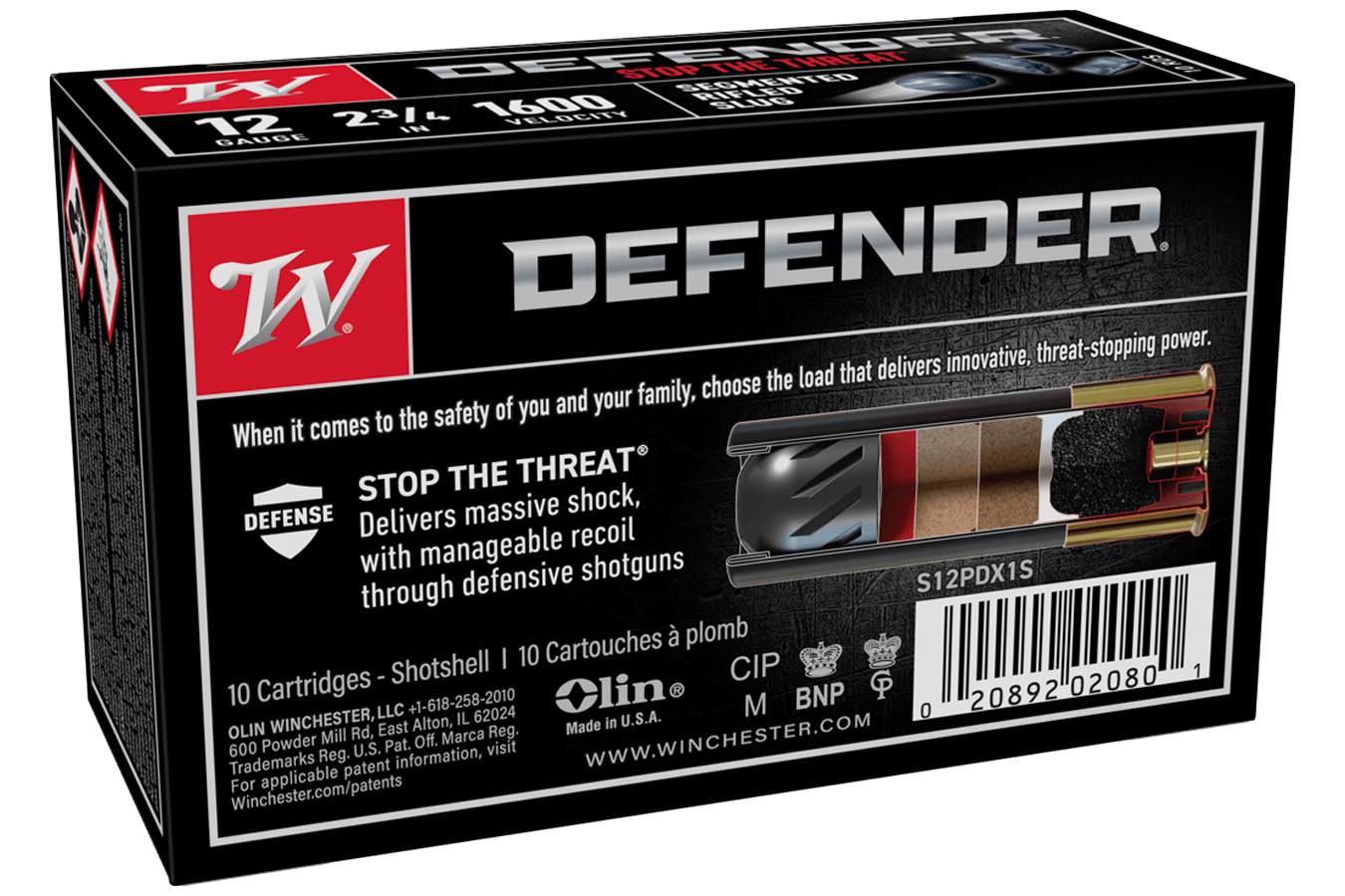 WINCHESTER AMMO 12 Gauge 2-3/4 Inch 1 oz Segmented Rifled Slugs PDX1 Defender 10/Box